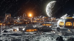 A kid-friendly moon base where children can experience life on the moon, including space farming, moon buggy rides, and interplanetary communication with Earth.