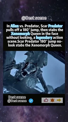 Scar Predator 180° jump no-look stabs the Xenomorph Queen.#movietok #cinematic