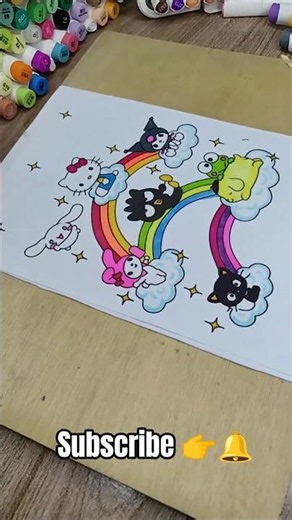 Coloring Sanrio Friends & Rainbow! 🌈✨ #shorts