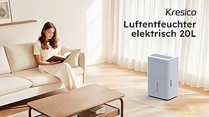 Kresico Luftentfeuchter elektrisch 20L/24H, Entfeuchter elektrisch Keller, Raumentfeuchter elektrisch 39dB für Räume bis zu 150m³/50m², Timer, 1M Ablaufschlauch, Filter, 10 J. Gar