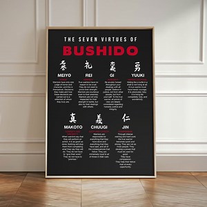 Bushido Wall Art Samurai Code Poster, Seven Virtues of Bushido Print, Japanese Philosophy Canvas, Discipline Motivation Art, Office Decor - Etsy