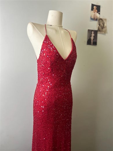 Vintage cache red beaded dress