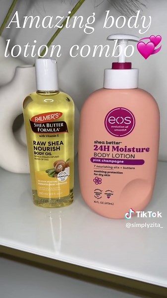This combo smells so good. Honestly #eos#pinkchampagne#eosbodylotion#palmersbodyoil#vanillabodyoil#showerroutine#body