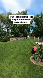 To make lawn stripes, throw a stripe kit on any mower and you’ll get those dark stripes (lines) in your yard. Code Rooted15 at Big league Lawns saves you 15% for a limited time! Link on site #lawnstripes #mowing #stripes #lawn #lawncare | Rooted Lawn Co