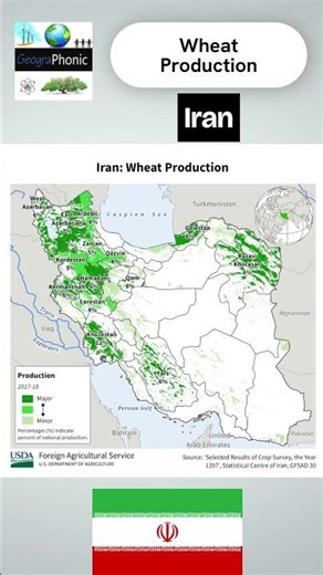 Map of Wheat Production in Iran