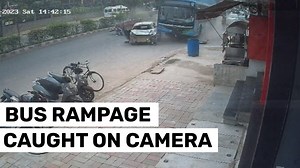 Video: Out of control bus rams into cars, bikes on Delhi road, 1 killed
