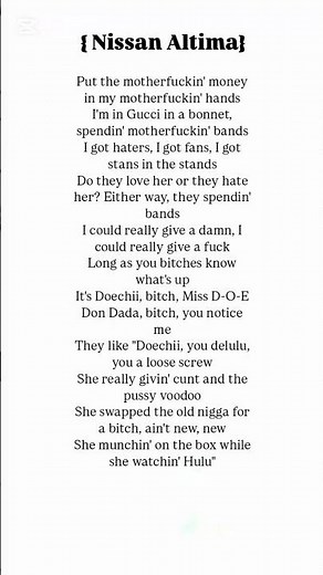 NISSAN ALTIMA song lyrics by Doechii #song#lyrics#doechii