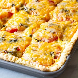 44K views · 43 reactions | Southern Tomato Pie Recipe – Cheesy, herbaceous classic deep south Tomato Slab Pie is made in a sheet pan for easy baking and serving, and is great for feeding a crowd! Recipe--> https://www.aspicyperspective.com/southern-tomato-slab-pie/ | A SPICY PERSPECTIVE | Facebook