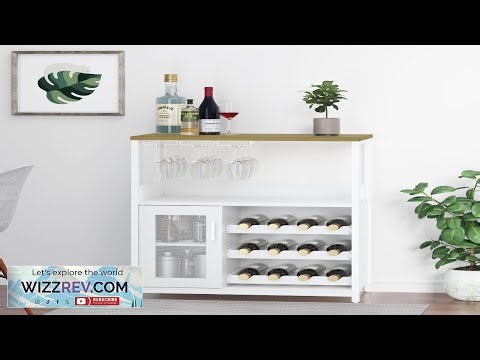 Garvee Large Storage Wine Cabinet with Detachable Rack & Mesh Door Grey