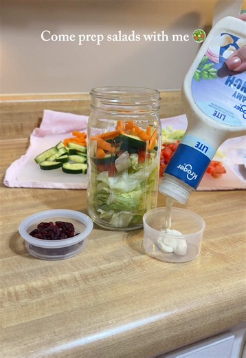 Mason Jar Salad Meal Prep with Dressing & Protein Cups
