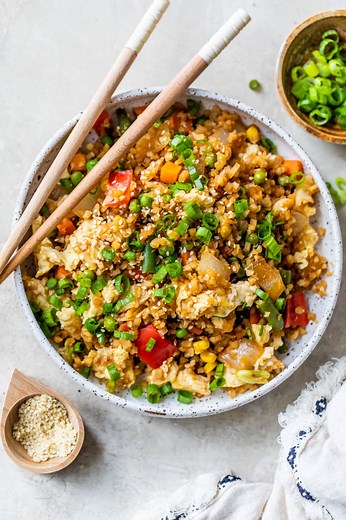 Easy Cauliflower Fried Rice (with Frozen Veggies!)
