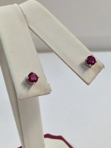 Natural Ruby Earrings Solid 14kt White Gold - Etsy