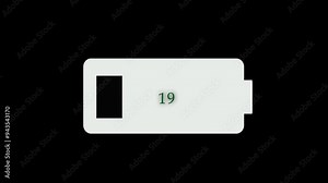 charging icon animation with progressing towards 0 to 100%, power charging icon, Containing charge, battery power icon, energy icon.