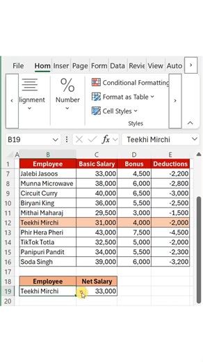 Roshan Saini on Instagram: "Calculate Net Salary Fast with SUM and VLOOKUP in Excel #ExcelTips #SalaryCalculation #ExcelForBeginners #LearnExcel #OfficeSkills"
