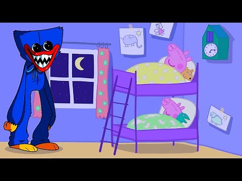 Huggy Wuggy from Poppy Playtime Attack Peppa Pig During Sleeping