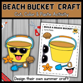 Beach Bucket Craft Template | Cut and Paste Activity | Summer Craft for Kids