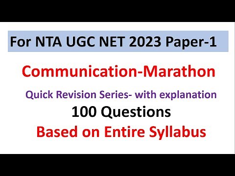 For NTA UGC NET 2023 Paper 1|| Communication Marathon || Quick Revision Series with explanation