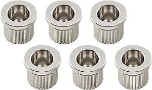 Musiclily Ultra 5/16" Full Solid Brass G-TLB-1 Guitar String Ferrules String Through Body Rear Mount Bushings for Tele Style Electric Guitar, Chrome (Set of 6)