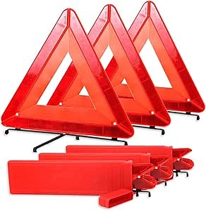 Warning Triangle DOT Approved 3PK, Reflective Warning Road Safety Triangle Kit