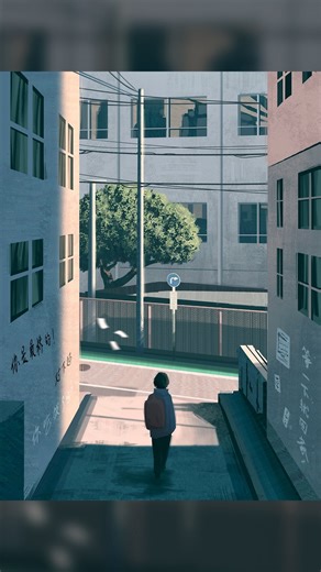 Philip Sue on Instagram: "Alleyway ✨ Enjoying the endless possibilities of creating with the simple shapes! I’ve included the color palette for this illustration if you want to use it! Waitlist is open for my background and environment art courses! Join to secure a $100 Black Friday discount for when registrations officially open! You can join through my bio 💫 #digitalart #illustration"