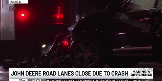 John Deere Road lanes closed due to multi-vehicle crash