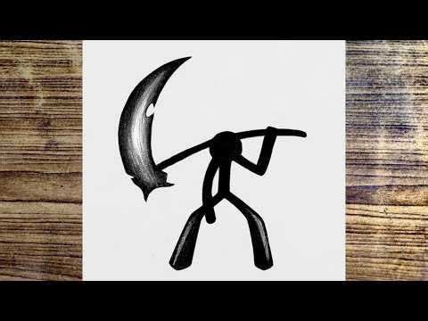 How to Draw a Stick Figure with a Giant Scythe | Easy Pencil Drawing Tutorial