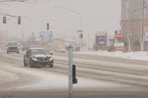 Snow falling in the high country on Wednesday