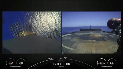 Clear skies as Falcon 9’s first stage lands on the A Shortfall of Gravitas droneship, completing our 350th launch! | SpaceX