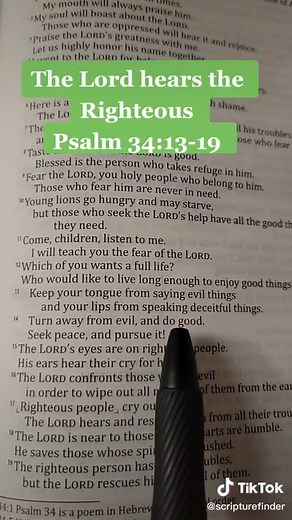 The Lord hears the Righteous. Psalm 34:13-19 #Bible #fyp #nightbibleverse #christiantiktok #scriptureofthenight #Gospel #God #psalm #righteousness #Jesus