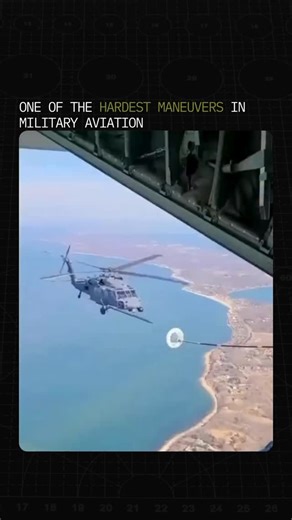 AI War Room on Instagram: "Helicopter air to air refueling requires extreme precision and control. A rotary wing aircraft must fly inches from a tanker while fighting heavy turbulence. Most HAAR operations use a probe and drogue system trailed behind aircraft like the C-130. The helicopter guides a rigid probe into a moving basket while both aircraft remain airborne. Too slow and the probe will not latch. Too fast and the hose can be damaged. Once connected, fuel transfer greatly extends range a
