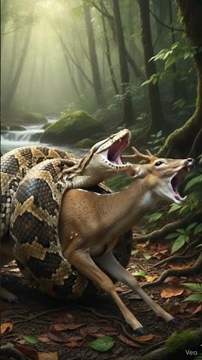 Snake Eats Deer Nature's Brutal Reality Caught on Camera! #shortsviral #viral #shorts #veo3 #aitips