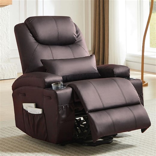Reviews for Bestier 35 in. W Brown Power Lift Recliner Chair with 8-Point Massage and Heating,Living Room Chair with Pillow and Side Pockets | Pg 5 - The Home Depot