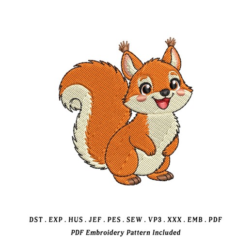 Cute Smiling Squirrel Embroidery Design | Little Squirrel Animal EMB File | Instant Download Machine Embroidery - Etsy
