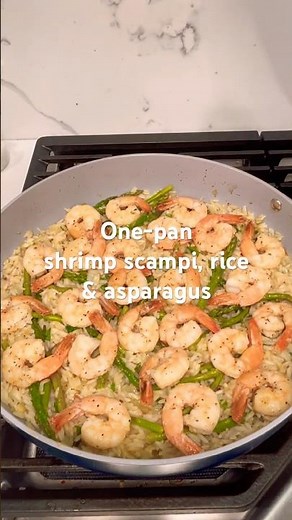 One-Pan Shrimp Scampi Rice with Asparagus in 25 Minutes | Easy & healthy dinner recipe #recipe