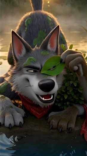 Frog Jumps on Wolf's Nose! 🐸😂 Pond Animal Fail #funny #shorts #youtubeshorts #comedy #viral #lol