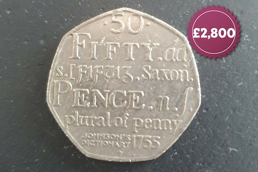 Rare Johnson's dictionary 50p coin sells on eBay for £2,800