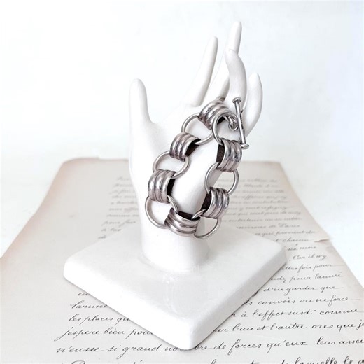 Vintage Sterling Circle Link Bracelet. Mid Century Modern 925 Made in Mexico. - Etsy