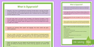 What Is Dyspraxia? A4 Display Poster