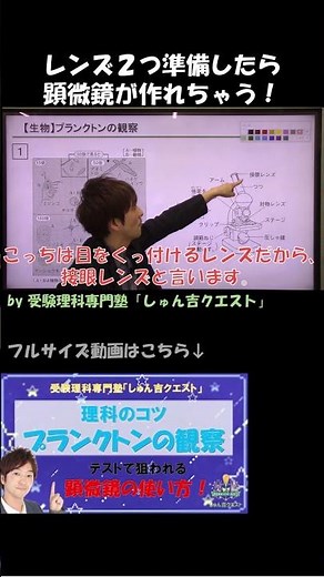 【理科のコツ「プランクトンの観察」】顕微鏡のレンズ、入れる順番がある？【受験理科専門塾しゅん吉クエスト】