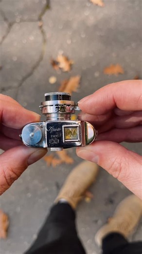 Miles Myerscough-Harris | Expired Film Club on Instagram: "Autumn leaves, shot on a subminiature film camera 🎞️ do you like the result? #expiredfilmclub This little thing is SO cute, and insane that it actually works! It took me some trial & error to get a photo out of it, as I had to cut down some 35mm to fit with a little splicer & place it into the back of the camera in the dark, but we managed to get one extremely grainy image out of it 🙌 shot on @kodak Gold 200 film. Huge thanks to @aim.s