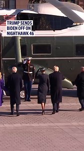 President Donald Trump and first lady Melania Trump sent former President Joe Biden and Jill Biden off on Nighthawk 46 - formerly Marine One - Monday after his inaugural address at the Capitol. | AP