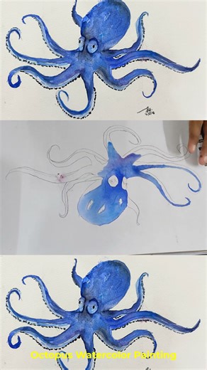 Octopus Watercolor Painting Shorts #farjanadrawingacademy