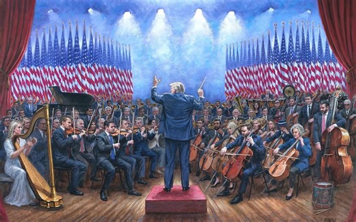 Trump portrayed as ‘Maga symphony’ conductor in new painting