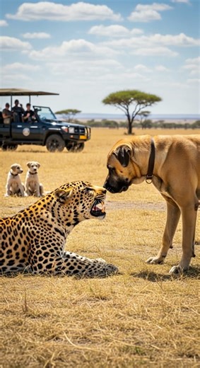 Can the leopard fight back against the dog’s surprising defense move #animals #predator #battle