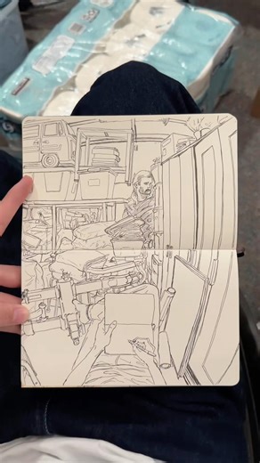 Sketching my garage #art #sketch #pov
