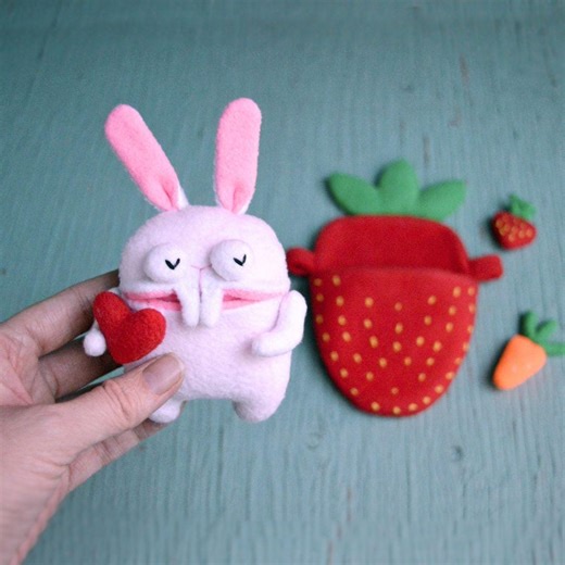 Mini Bunny Sewing Pattern PDF With Strawberry Purse, Plush Toy & Accessories, Beginner Friendly, Digital Download - Etsy