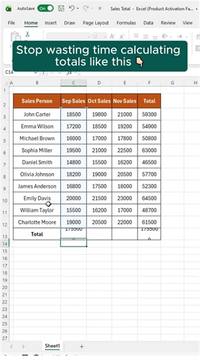 How to use AutoSum in Excel with ALT + = #shorts #shortsvideo #viral #excel #exceltips #finance