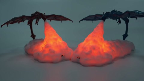 HGomx Fire Dragon Lamp Light, 3D Printed Night Light LED Moon Light Gift for Boys and Girls Bedroom Kids Room with USB Rechargeable (Fire Dragon)