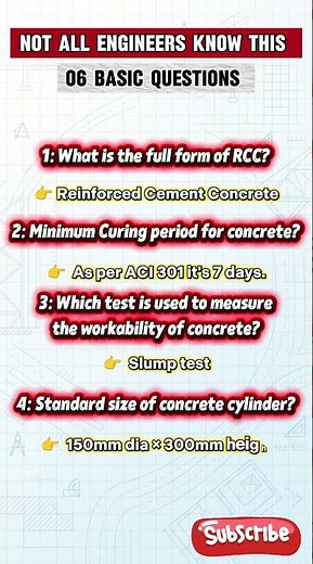 6 Basic Civil Engineering Questions | Test Your Knowledge (Quiz) | Civil Engineering Ustad