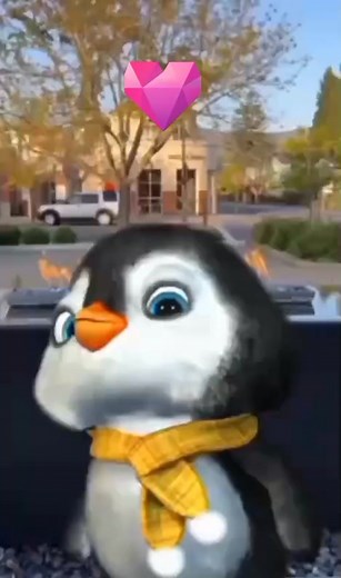 Animated Penguin Character in Colorful Outdoor Scene